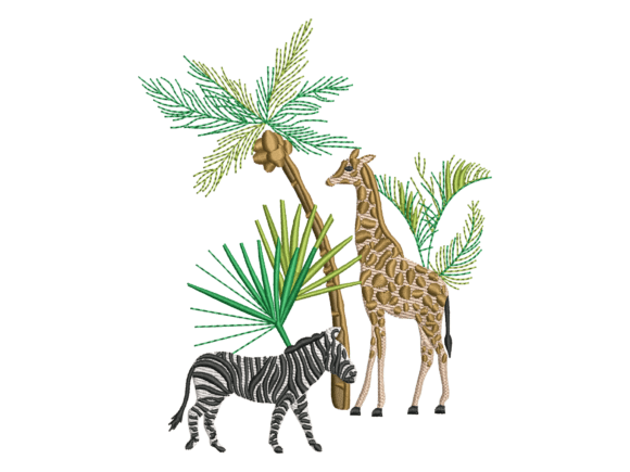 Safari Zebra Giraffe Embroidery for Holiday Gifts