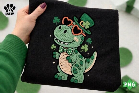St. Patricks Dinosaur PNG: Faux Embroidery Review